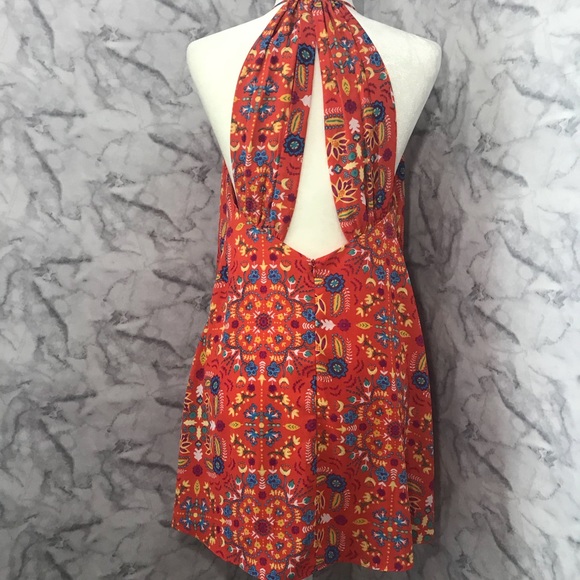 Everly Orange Floral Print Dress - Picture 2 of 8